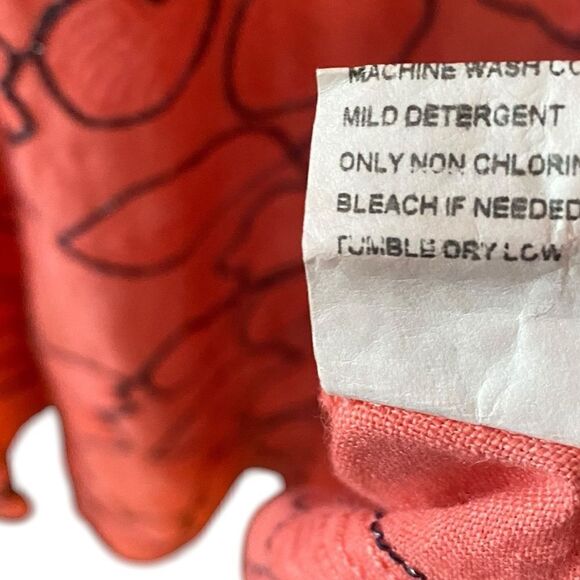 Vasna NWT Sz L Orange Blue Metallic Embroidered Floral Linen Italian Dress - Picture 6 of 9